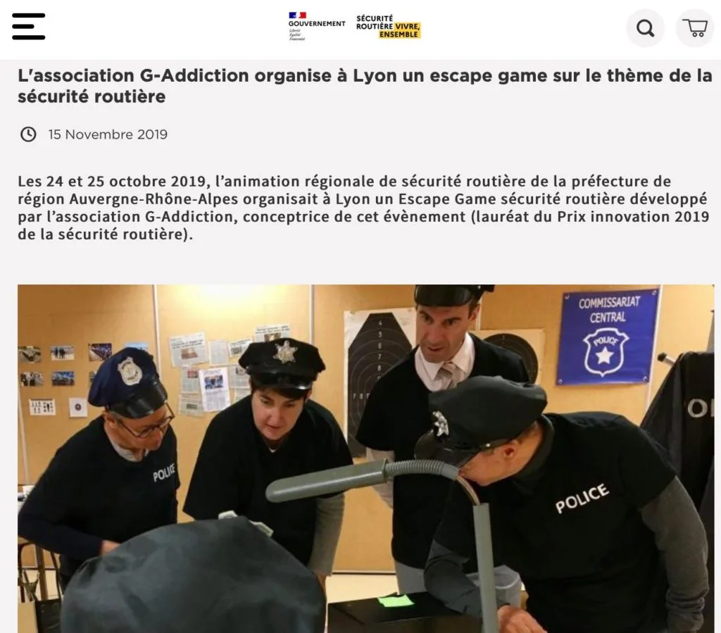 G-Addiction organise a Lyon un escape game sur le theme de la securite routiere